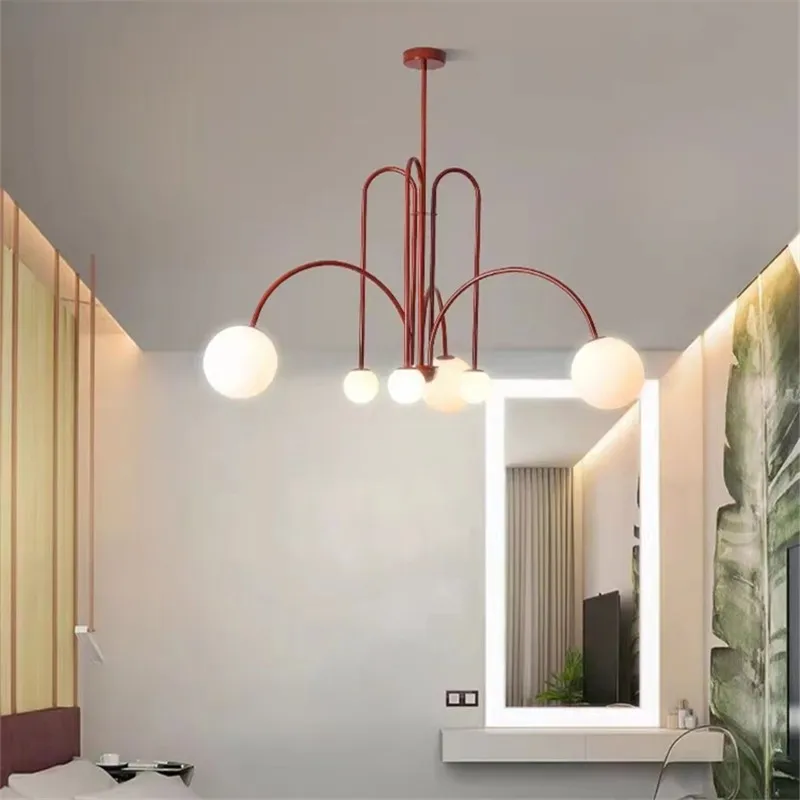 Candelabro Finale, lámpara de arco de bola de cristal posmoderna, decoración creativa para el hogar, cocina, bar, lámpara colgante, luz de mesa de comedor