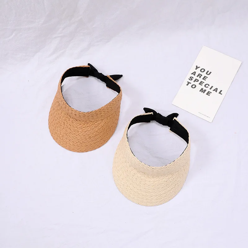 Children's Bow Sunshade Hat Baby Beach Straw Hat Boys And Girls Travel Sunscreen Big Brim Empty Top Hat