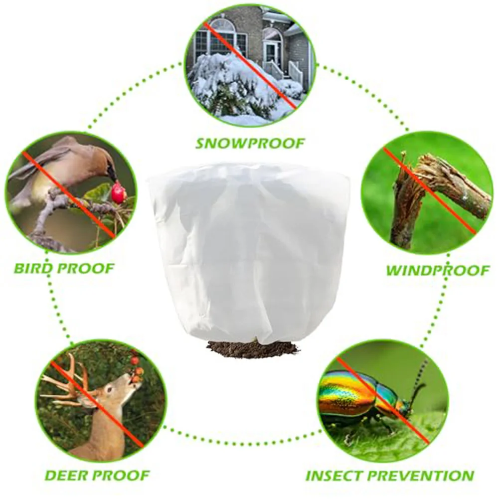 2 PCS Winter Plant Covers with Drawstring for Trees Shrubs Reusable Frost Protection Bags Breathable and UV Resistant