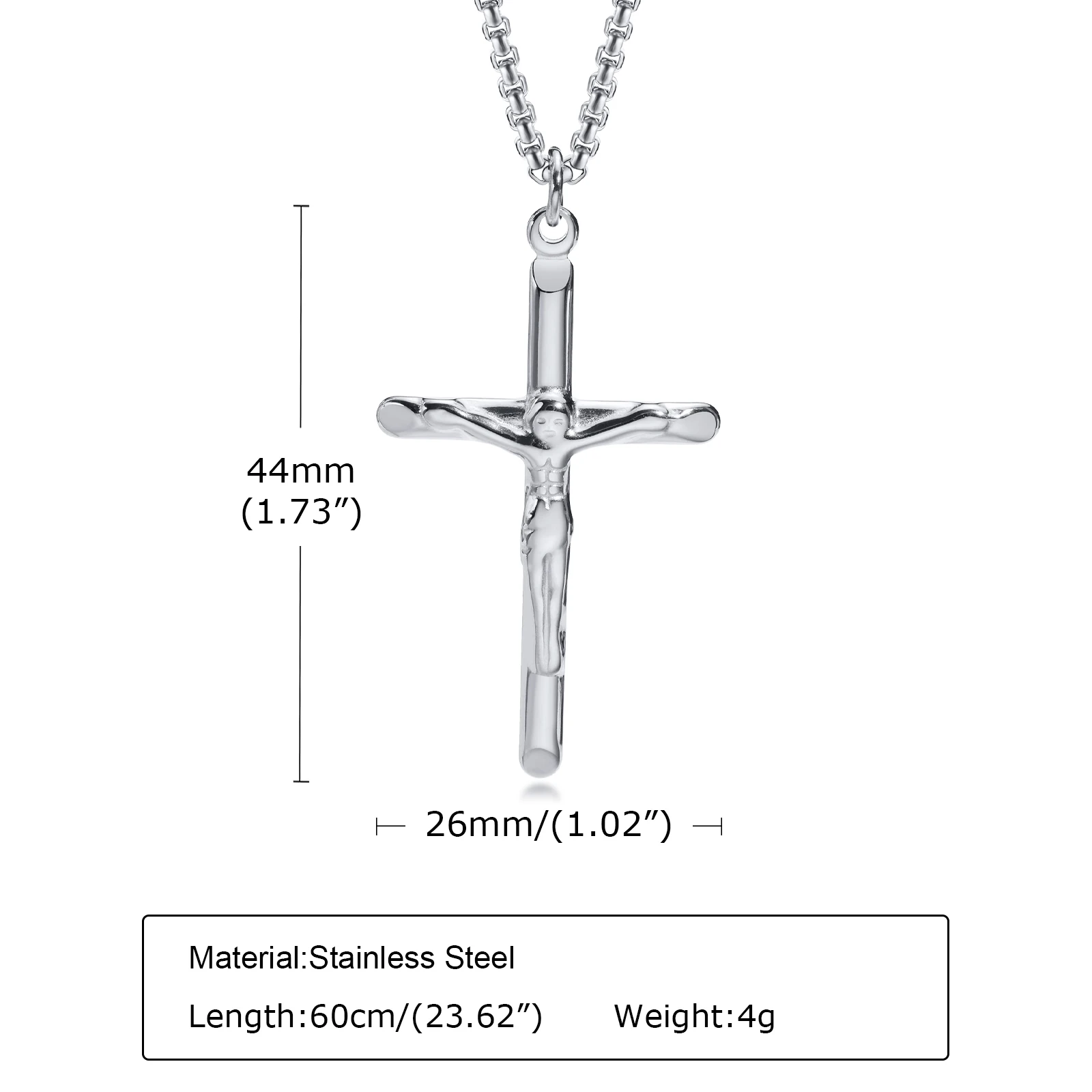 Vnox Stainless Steel Catholic Jesus Christ Cross Crucifix Pendant Necklace for Men Women Religious Prayer Jewelry