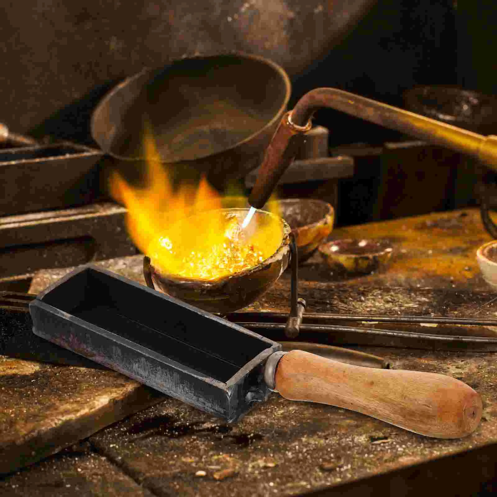 Gold Tool Ceramics Industry Metal Molds Casting Mini Handle Melting Wooden Ingot for Iron Design Thermal Stability