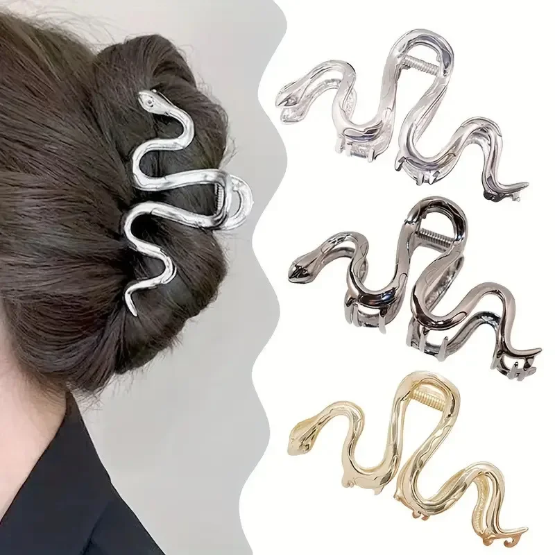 

1pc metal snake clip simple style shark clip anti-slip ponytail clip elegant hair clip headpiece