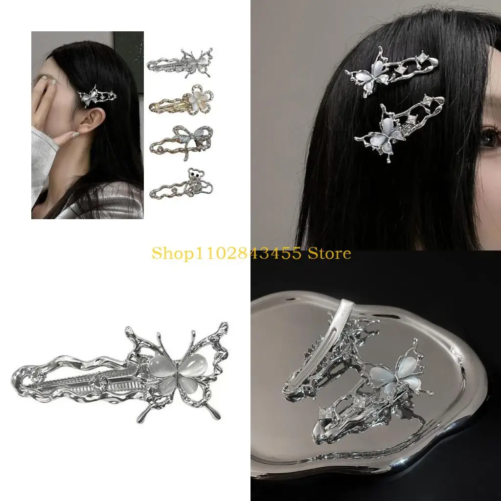 

49MC металлическая заколка для волос-бабочка, элегантная боковая заколка с цирконием, женская заколка для волос, инструмент для
