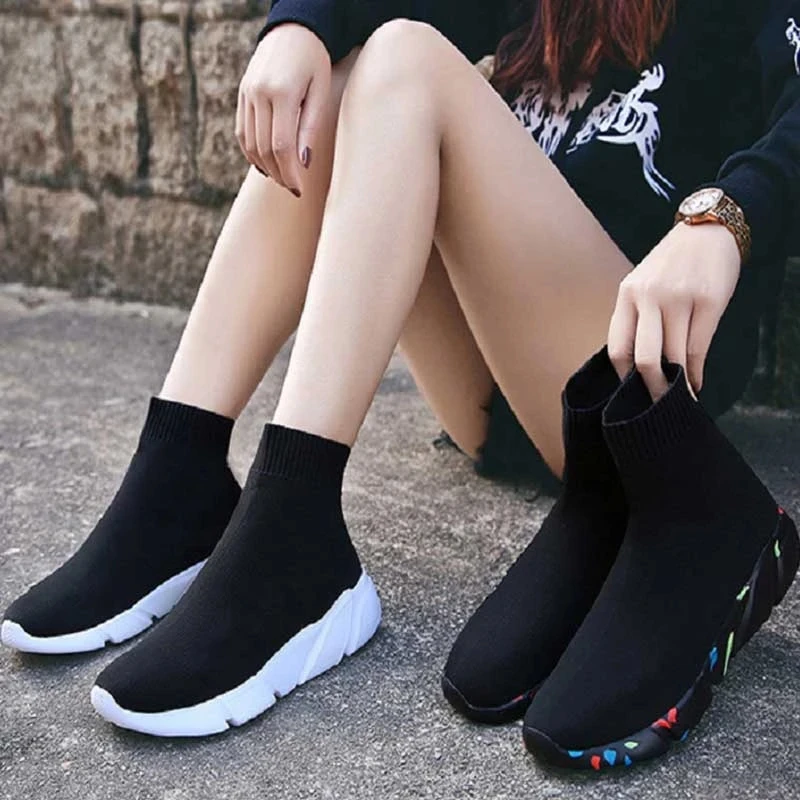 2022 New Women and Men Sneakers Women Tennis Shoes Breathable Mesh Female Sock Footwear Outdoor Sports Shoes Casual Couples Shoe