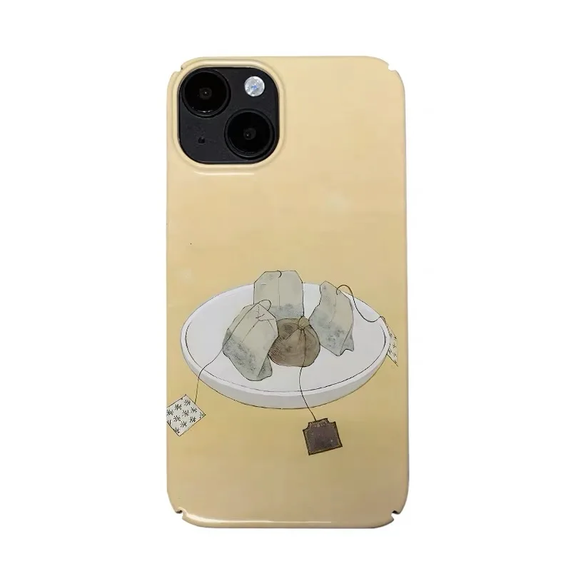 

Ins Yellow Creative Tea Bag Case for IPHONE 17 16 ProMax 15 14 Plus 13 12 MINI 11 PRO 16Plus XR XS MAX SE Acrylic Phone Cover