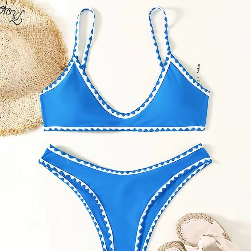 

KNOW DREAM-Women's Monochromatic Bikini Set, Backless Tie Swimwear, Triangle Swimsuit, Low-waisted Bathing Suit, Beachwear