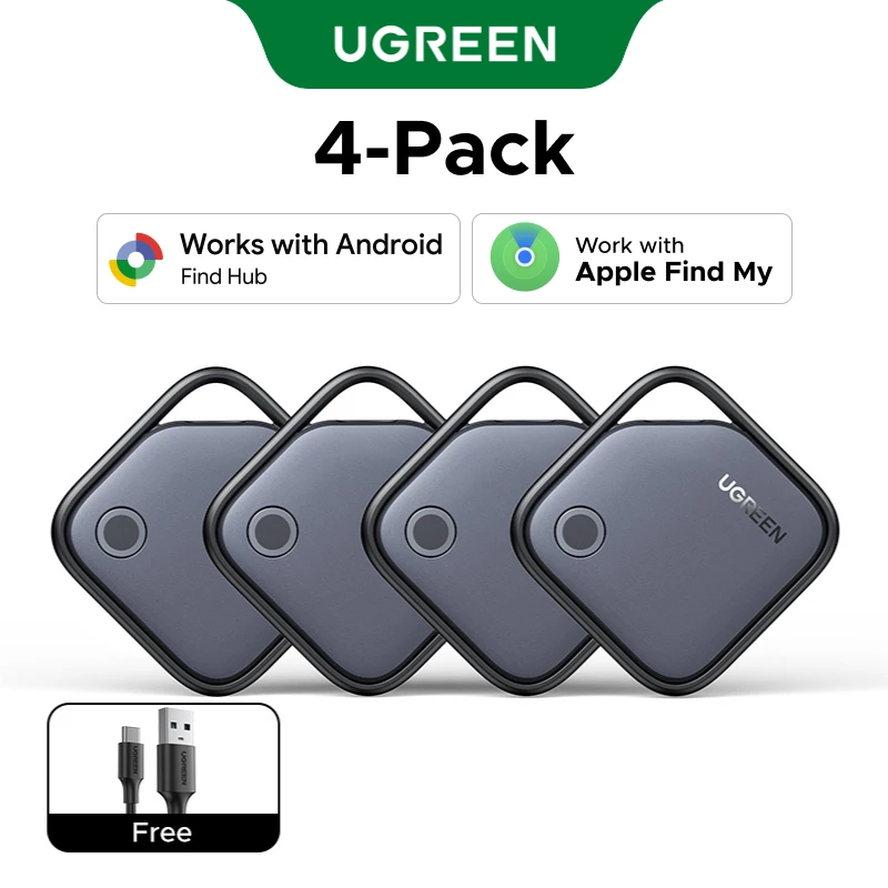 UGREEN【Dual System Compatibility】Smart Finder For Apple Find My (iOS) & Find Hub App (Android) Bluetooth Tracker Card