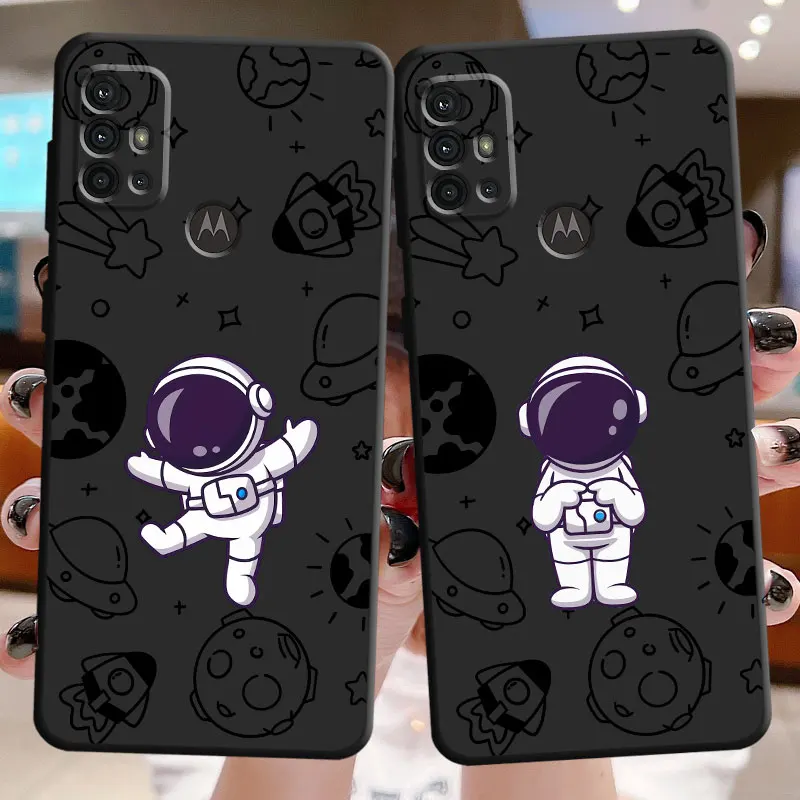 Cartoon Space Astronaut Case for Motorola Moto G9 Plus Play Power G200 Edge 20 Pro Lite 30 40 Pro 30 Neo One Fusion Plus Soft