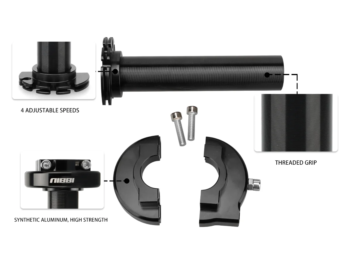 NIBBI Motorradgriff CNC Gasdrehgriffe Handschützer 180 cm Gaszug Beschleuniger Set für GY6 Motor Roller DirtBike – Detail 7