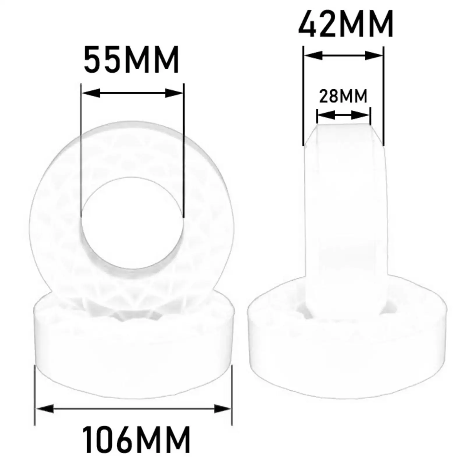 1/10 RC 자동차 모델용 4x 실리콘 고무 타이어 폼 인서트, 1.9 인치 휠 타이어 폼 인서트, 취미 자동차 차량 DIY 액세서리