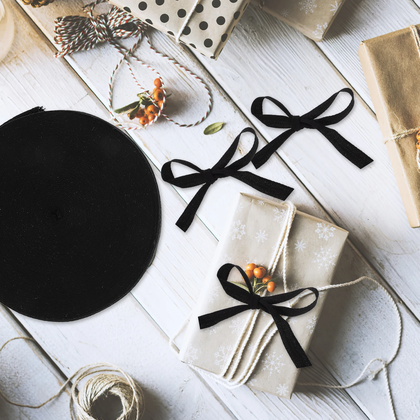 

2 Rolls Herringbone Cotton Ribbon For Clothing Sewing Craft Decoration Twill Webbing Straps Gift Wrap Ribbon Rolls Durable Diy