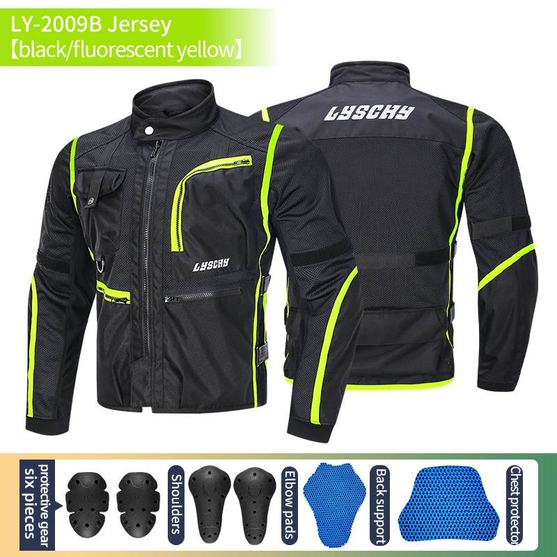 

LYSCHY Motorcycle Summer Mesh Breathable Cycling Cloth Men's CE2 Anti Drop Night Reflective Safety Vest Racing Jacket