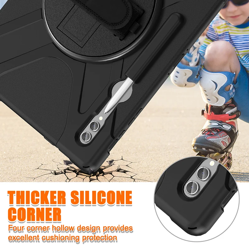 Case For Samsung Galaxy Tab S10 S9 S8 Ultra 14.6 Tablet Case Kickstand Holder Hand Shoulder Strap 360 Rotation Protective Cover