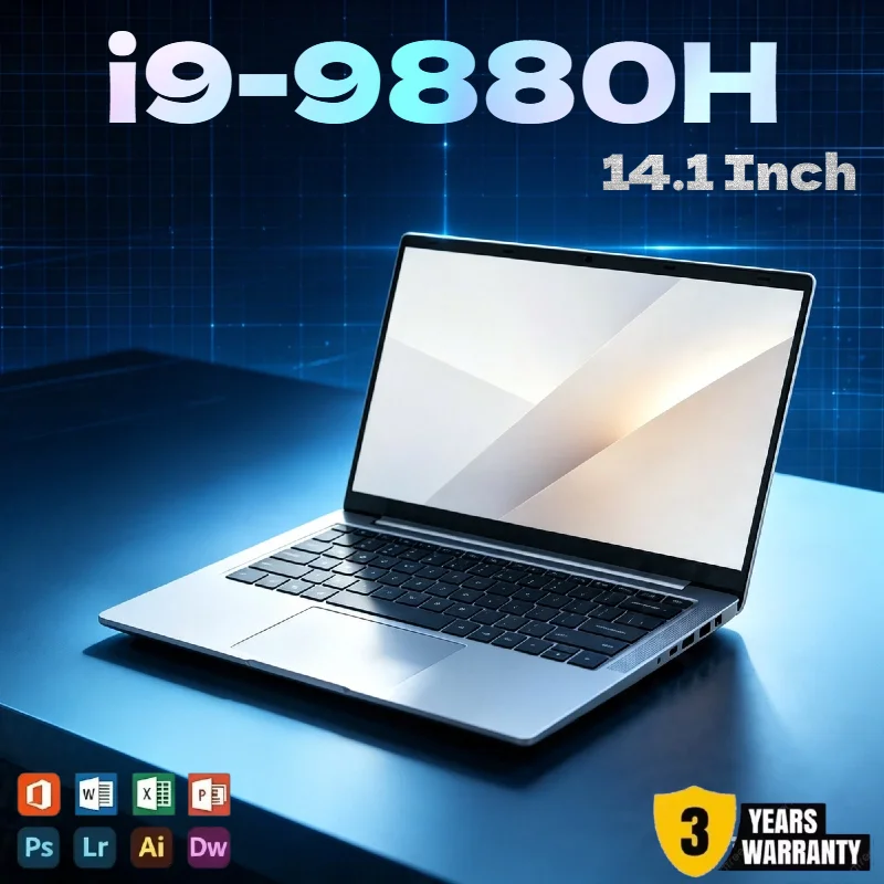 Intel i9-9880H 14.1 Inch Premium Thin Laptop 2026, 16GB&32GB DDR4 RAM 2TB SSD Lightweight Portable Business Notebook