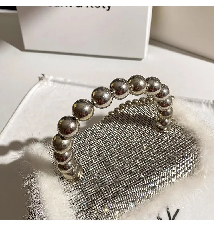 

Fashion Mink Hair Square Bag Women's Handbag Glitter Shiny Diamond Evening Bag Wedding Party Clutch Purse Shoulder Crossbody Bag