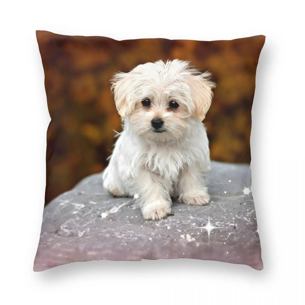 Maltese Puppy Adorable Square Pillowcase Polyester Linen Velvet Creative Zip Decor Throw Pillow Case Sofa Cushion Cover 45x45