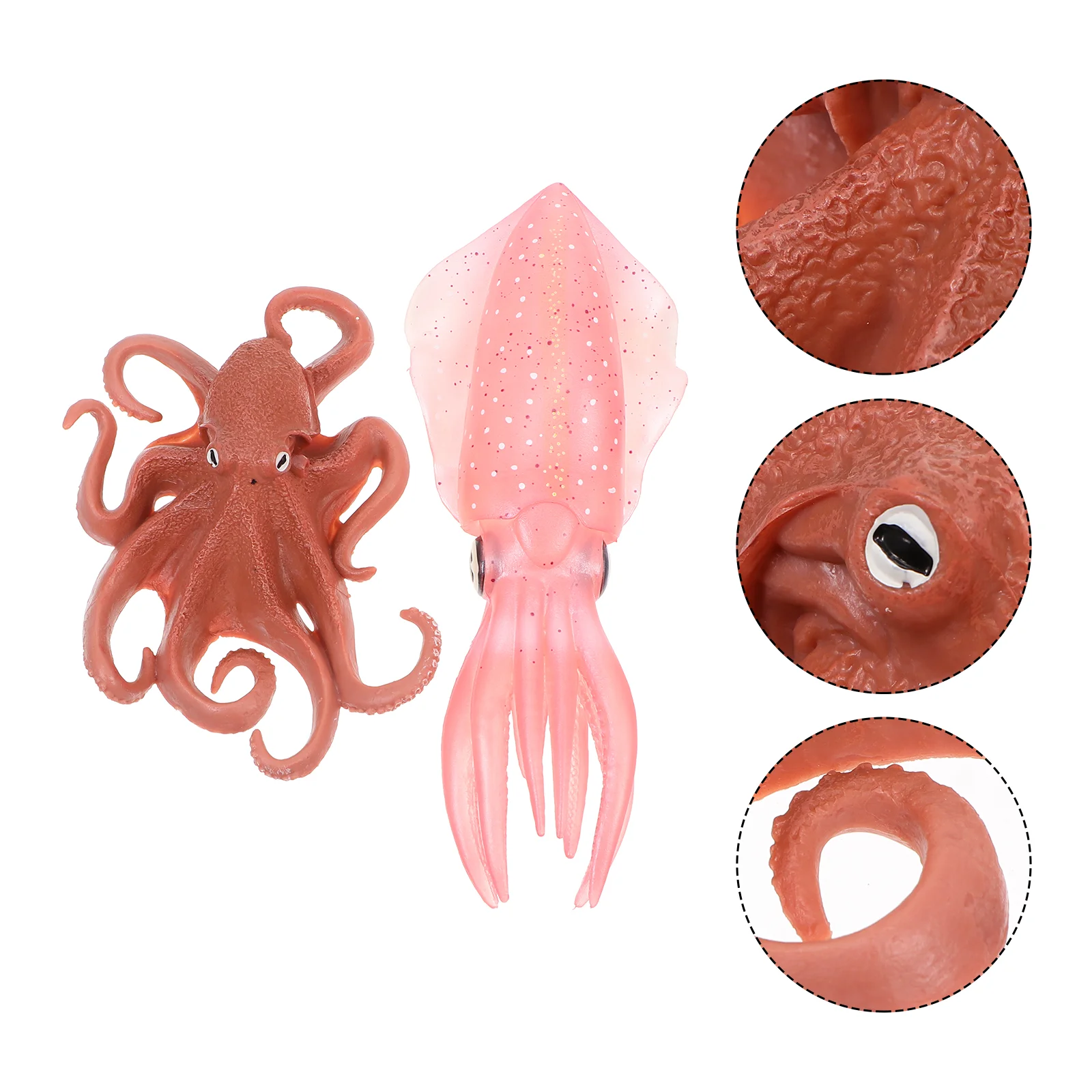 

2 Pcs Squid Octopus Model Toys Decorative Educational Wild Simulation Animal Plastic Figure Figurine Child