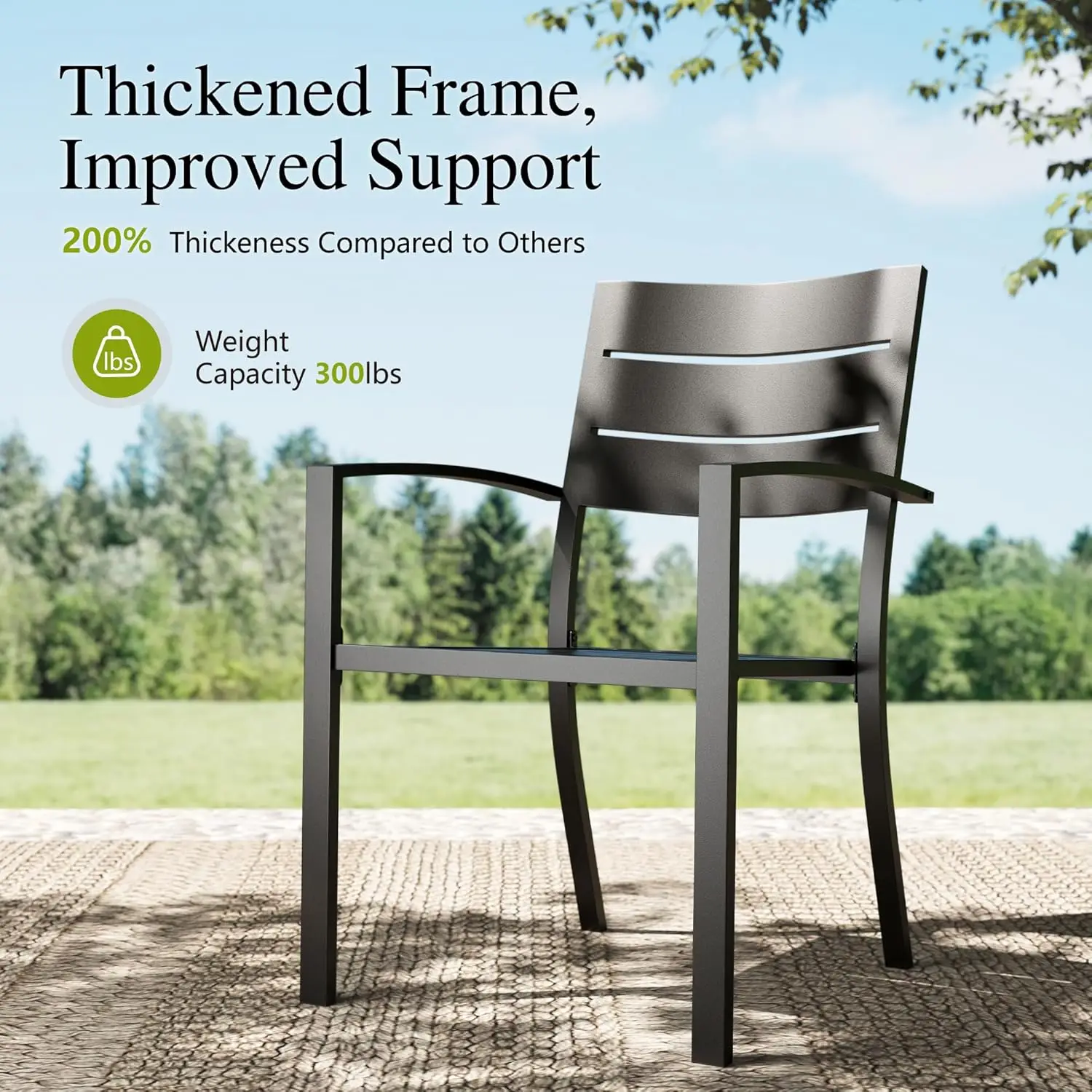 #Metal Patio Dining Set 5pc 37in Square Faux Wood Table 4 Garden Chairs Umbrella Hole, Customized