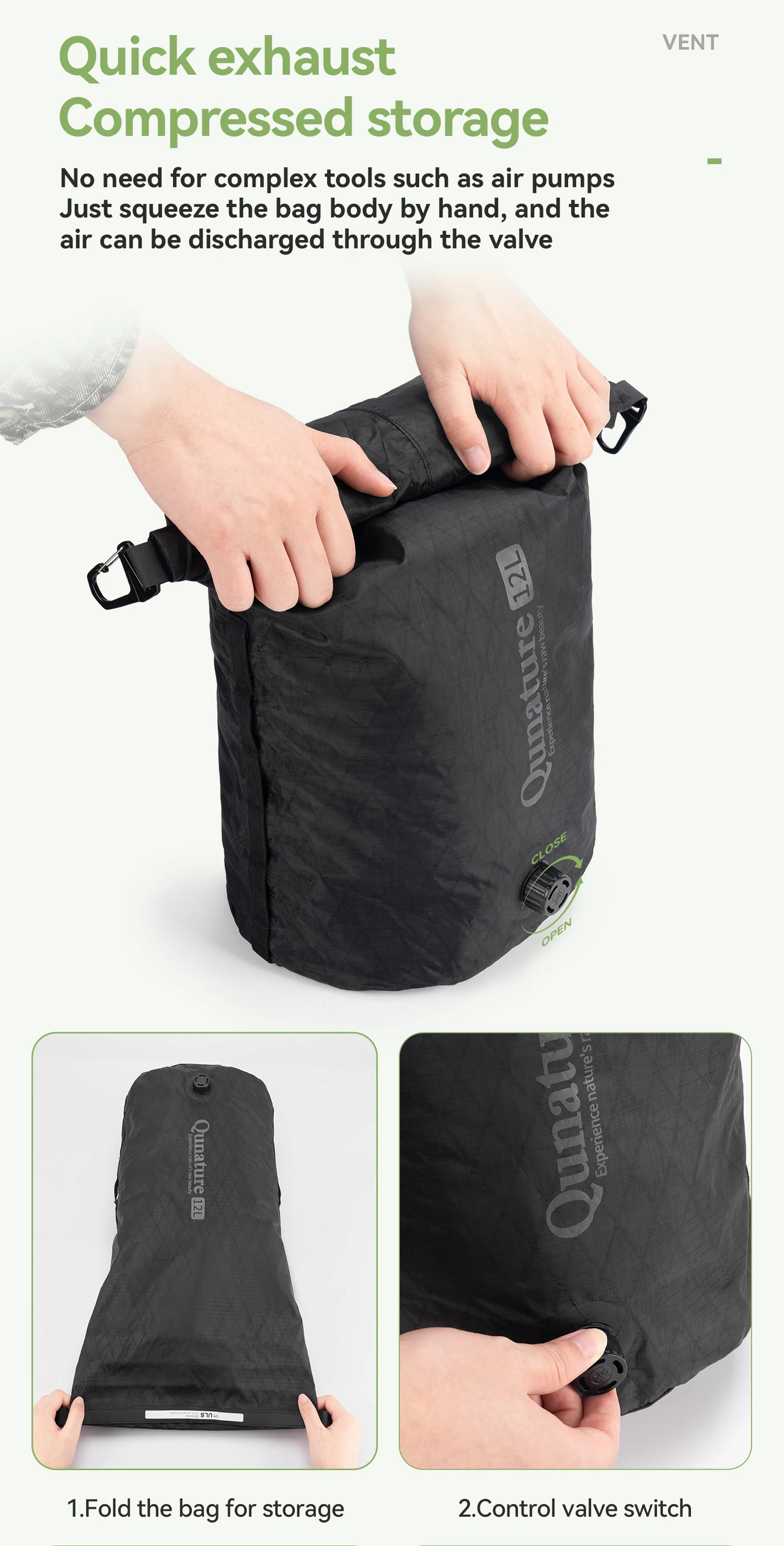 Qunature Bikepacking Packtaschen Wasserdichte Kompressionsbeutel für Rennrad und Mountainbike Leichte Faltbare Touring-Fahrradzubehör – Detail 7