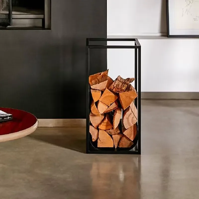 Floor Standing European Wrought Iron Storage Rack Firewood Organizer Partition Shelf New Home Fireplace Decoration in Stock