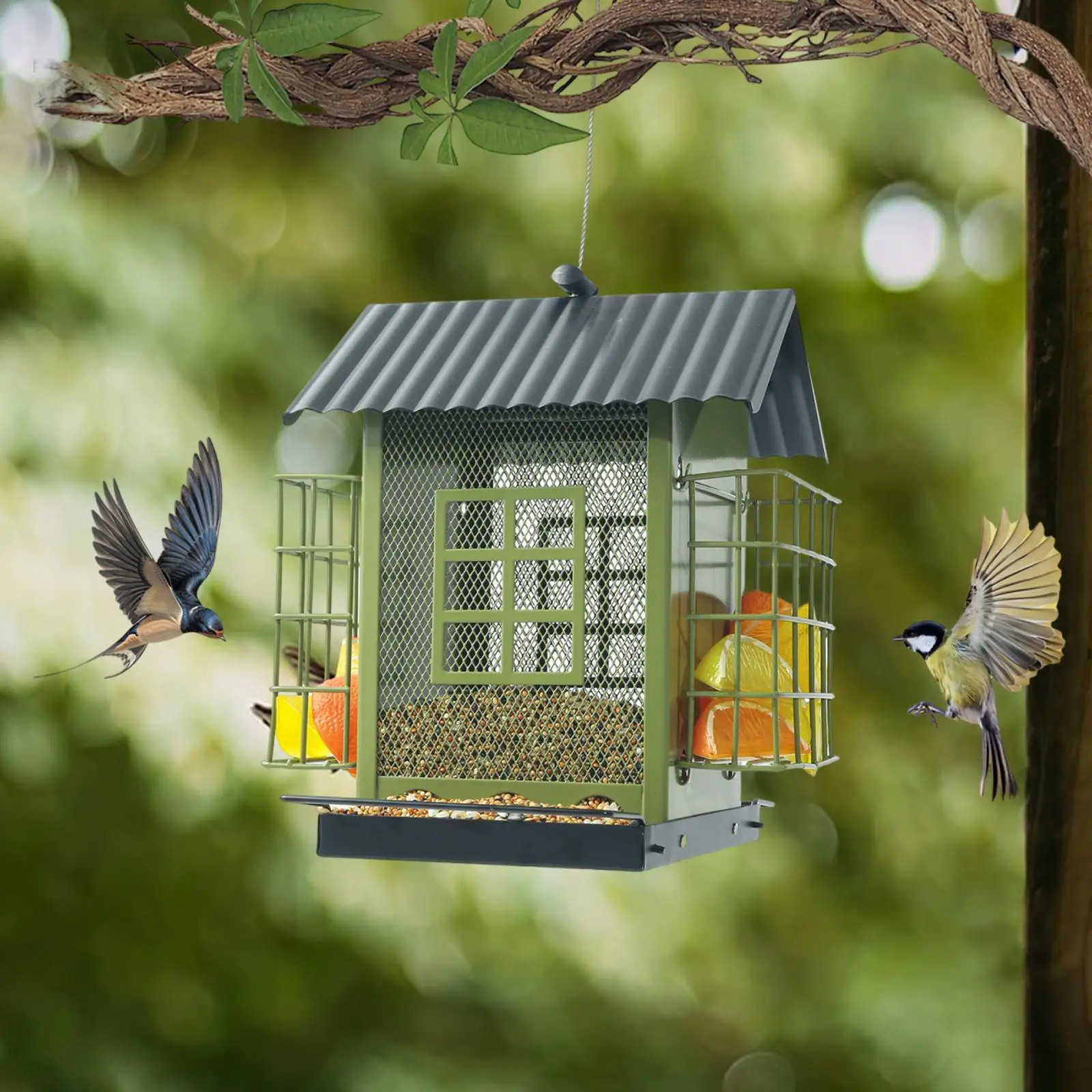 

Hanging Bird Feeder Easy to Clean and Fill Decorative for Outside Decoration Birdfeeder for Patio Yard Balcony Terrace Bluebird