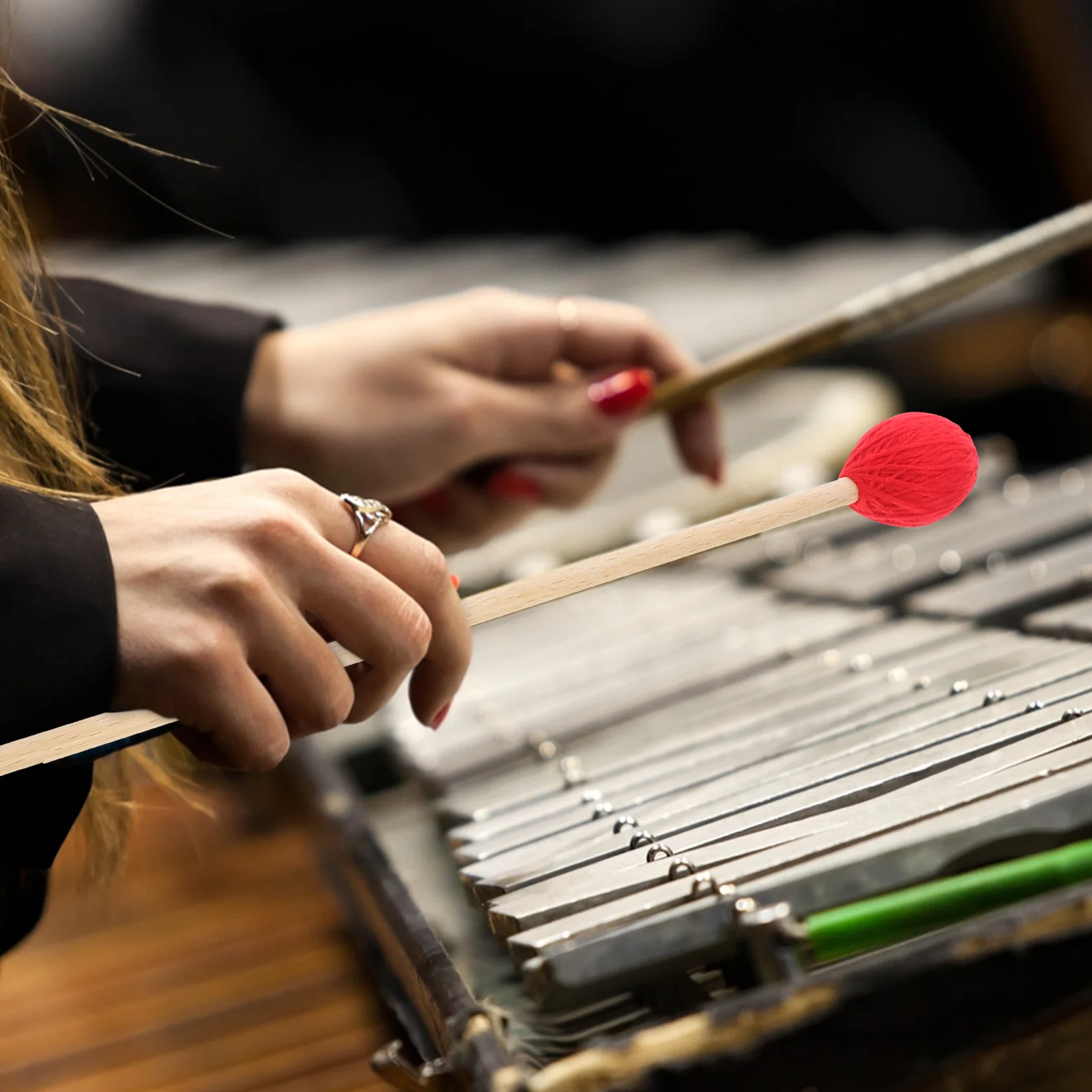 

1 Pair Marimba Mallets Wooden Handle Wool Wrapped For Percussion Instruments Xylophone Tongue Drum Studio Performance Music