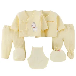 7Piece Spring Autumn Newborn Girls Clothes Boys Outfit Set Casual Cartoon Cute Cotton Long Sleeve Tops+Pants Baby Stuff BC801