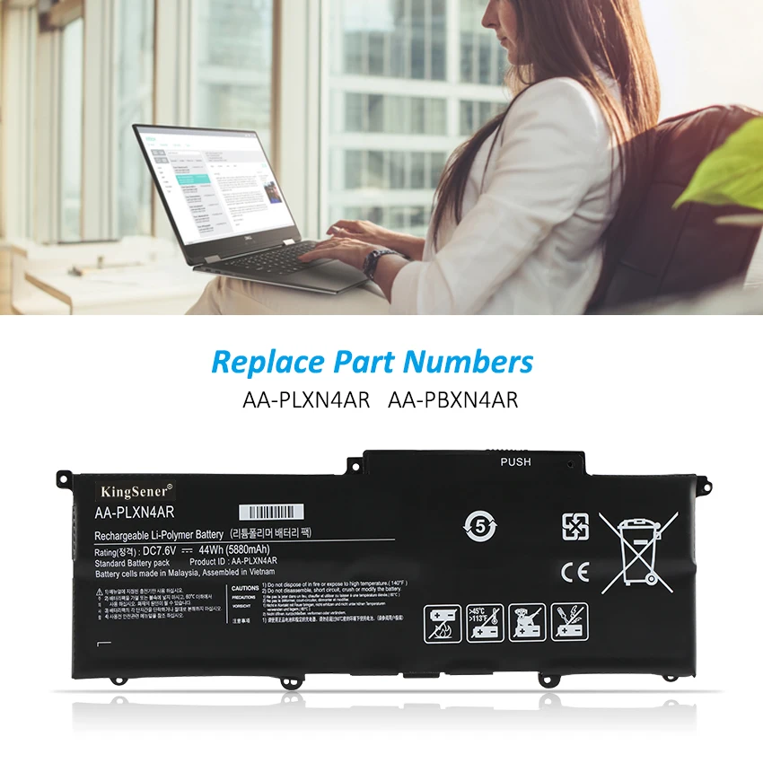 KingSener 7.6V 5880mAh AA-PLXN4AR Laptop Battery For SAMSUNG Ultrabook 900X3D 900X3C 900X3B 900X3E NP900X3E NP900X3G NP900X3C