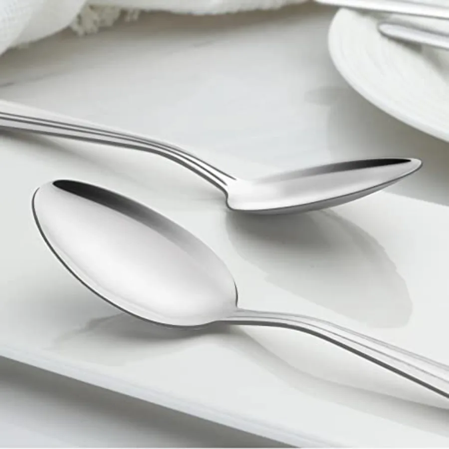 BEWOS 24 Pieces Spoons Set 7.5 Inch Stainless Steel Silverware Dinner Spoons with Mirror Polished Finish Dishwasher Safe Tables