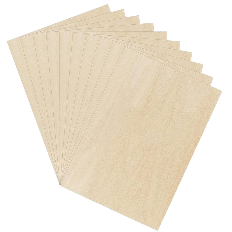 

10 x Plywood Panels , A3 Wooden Panel, Fretsaw Wood for DIY Woodworking, Laser Processing, Model Making,300 x 200 x 2 mm