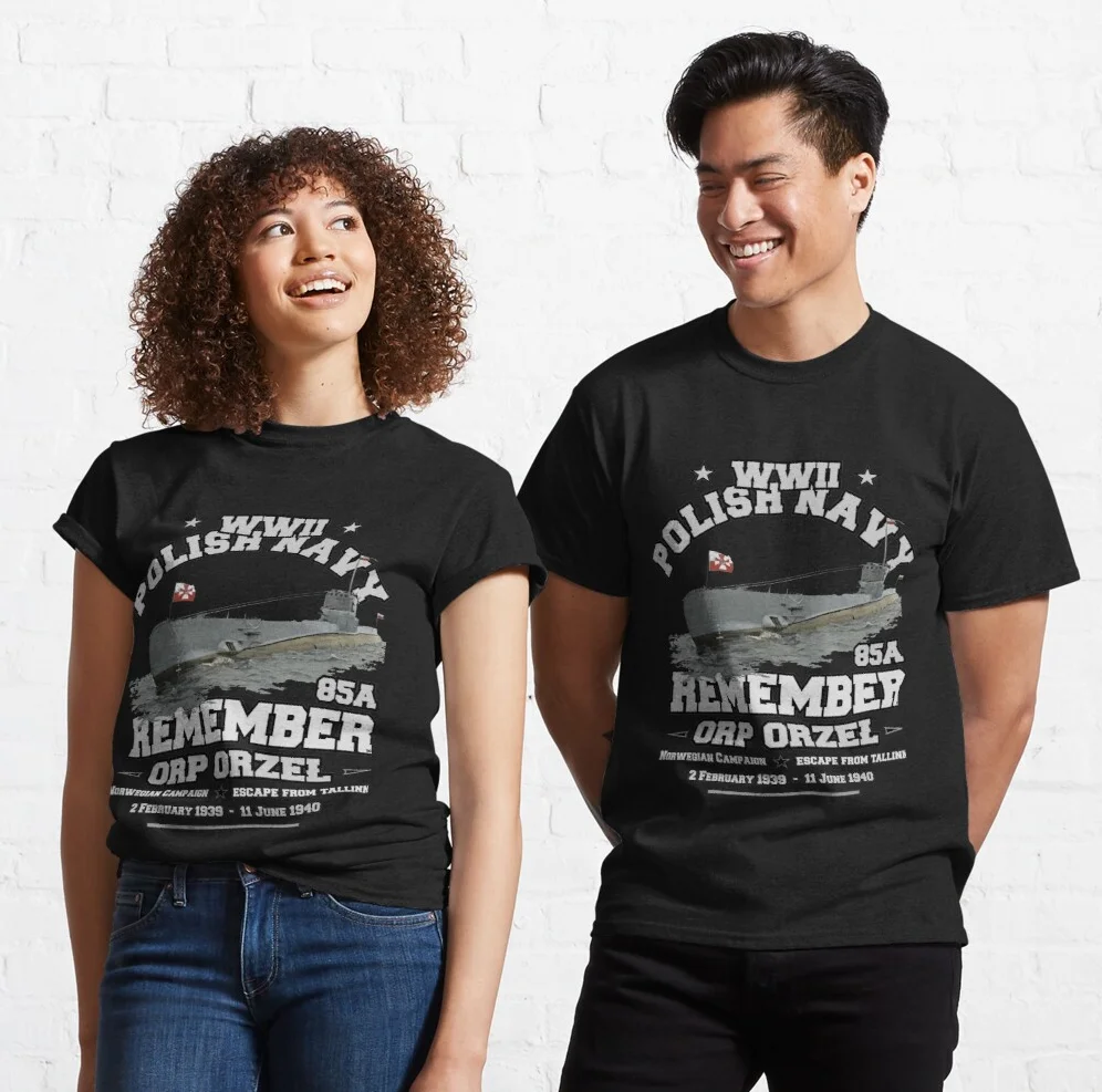 

Remember ORP ORZEL 85A- WWII Polish Naval Submarine T Shirt New 100% Cotton Short Sleeve O-Neck T-shirt Casual Mens Top
