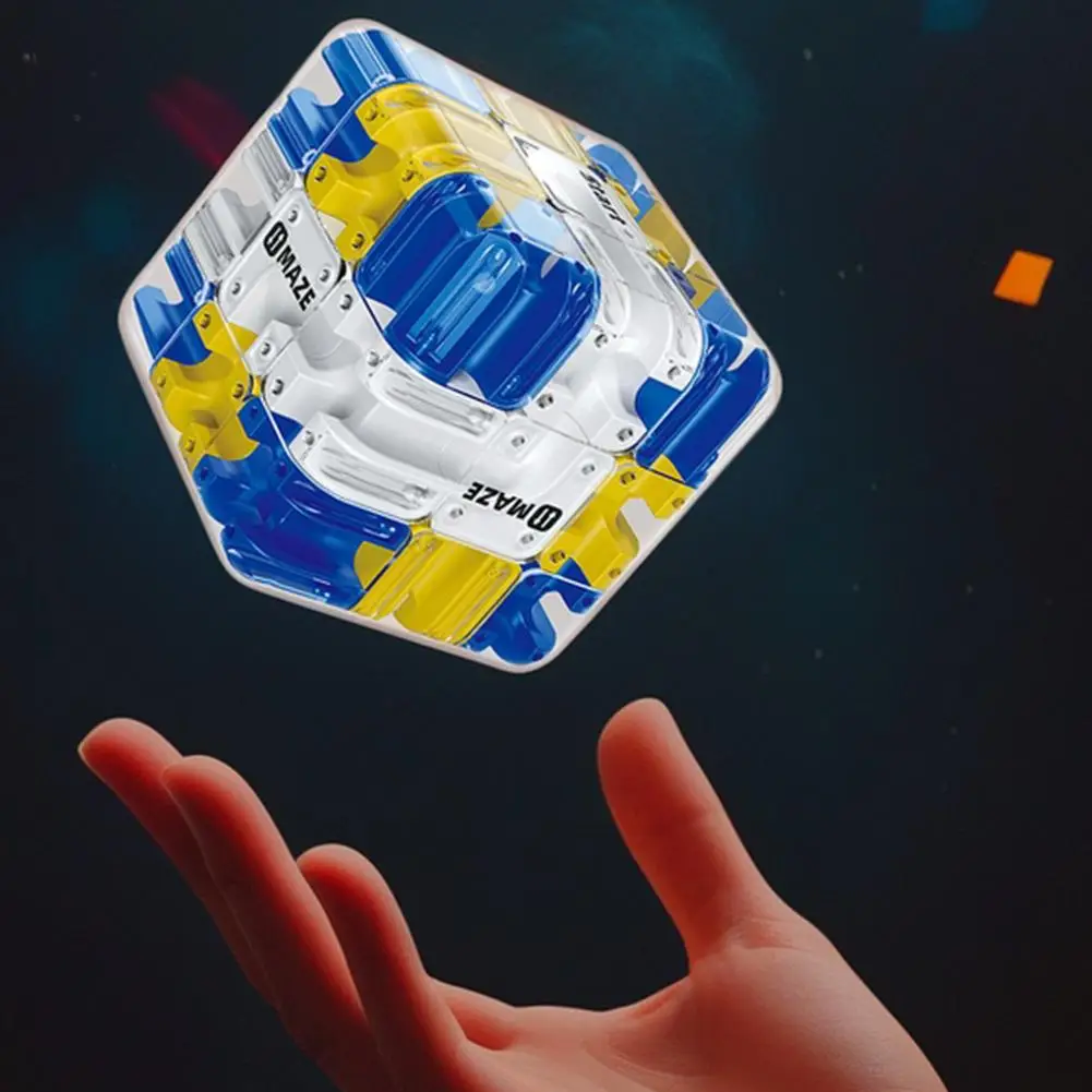 3D Doolhof Magische Kubus Blauw 3D Bal Doolhof Puzzel Kubus Fidgeting Speelgoed voor Kinderen Logisch Denken Anti Stress Verjaardag Nieuwjaar Geschenken