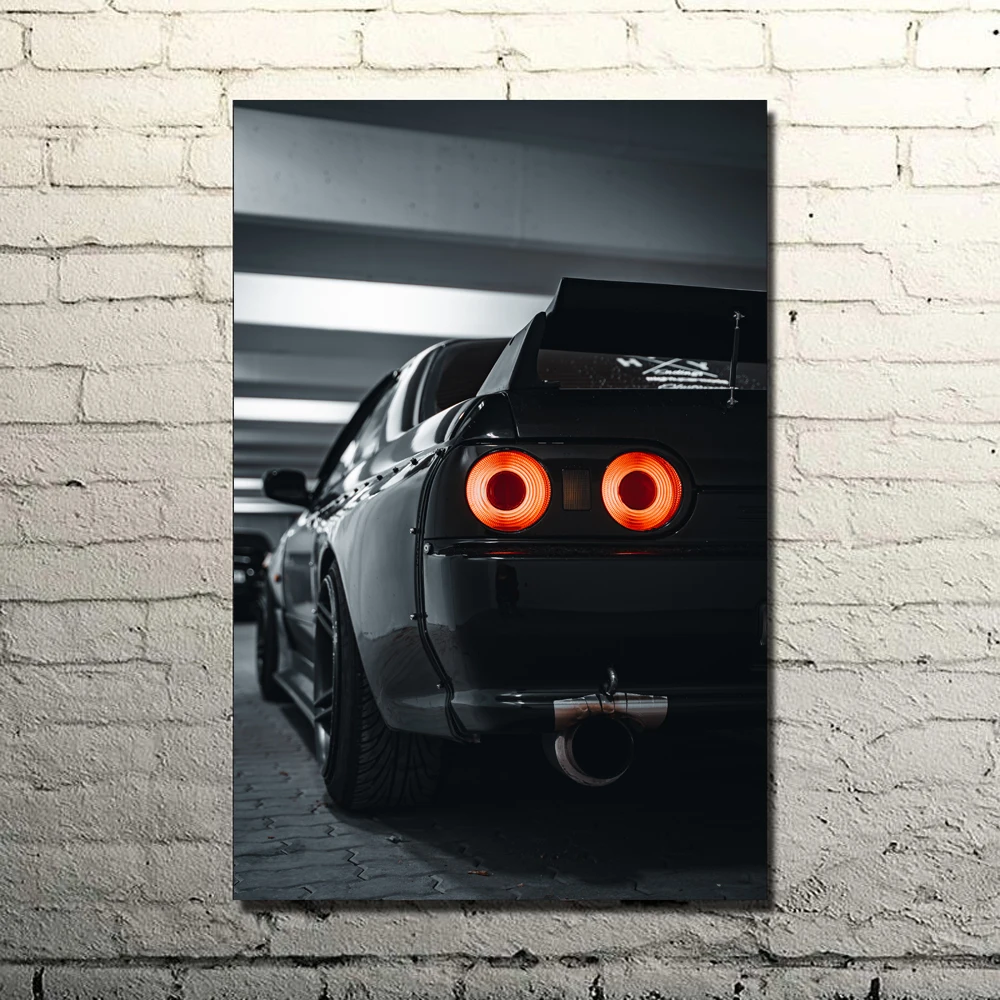 Posters and Prints Skyline GT-R R32 Tail Light Sportscar Canvas Painting Wall Art Picture for Living Room Home Decor