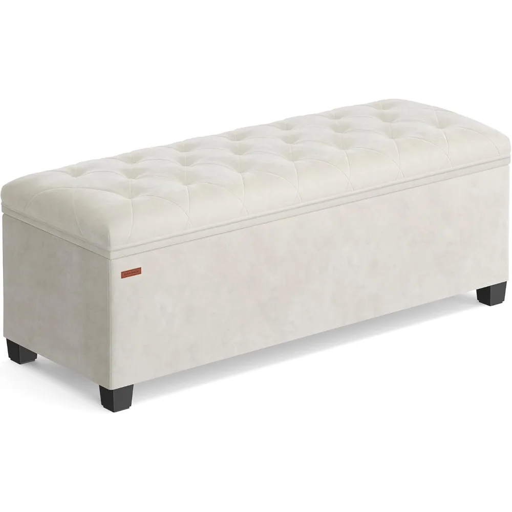 

Velvet Storage Ottoman Bench, Foot Rest with Legs, 15.7 x 43 x 15.7 Inches, End of Bed Bench, Storage Chest, Load up to 660 lb,