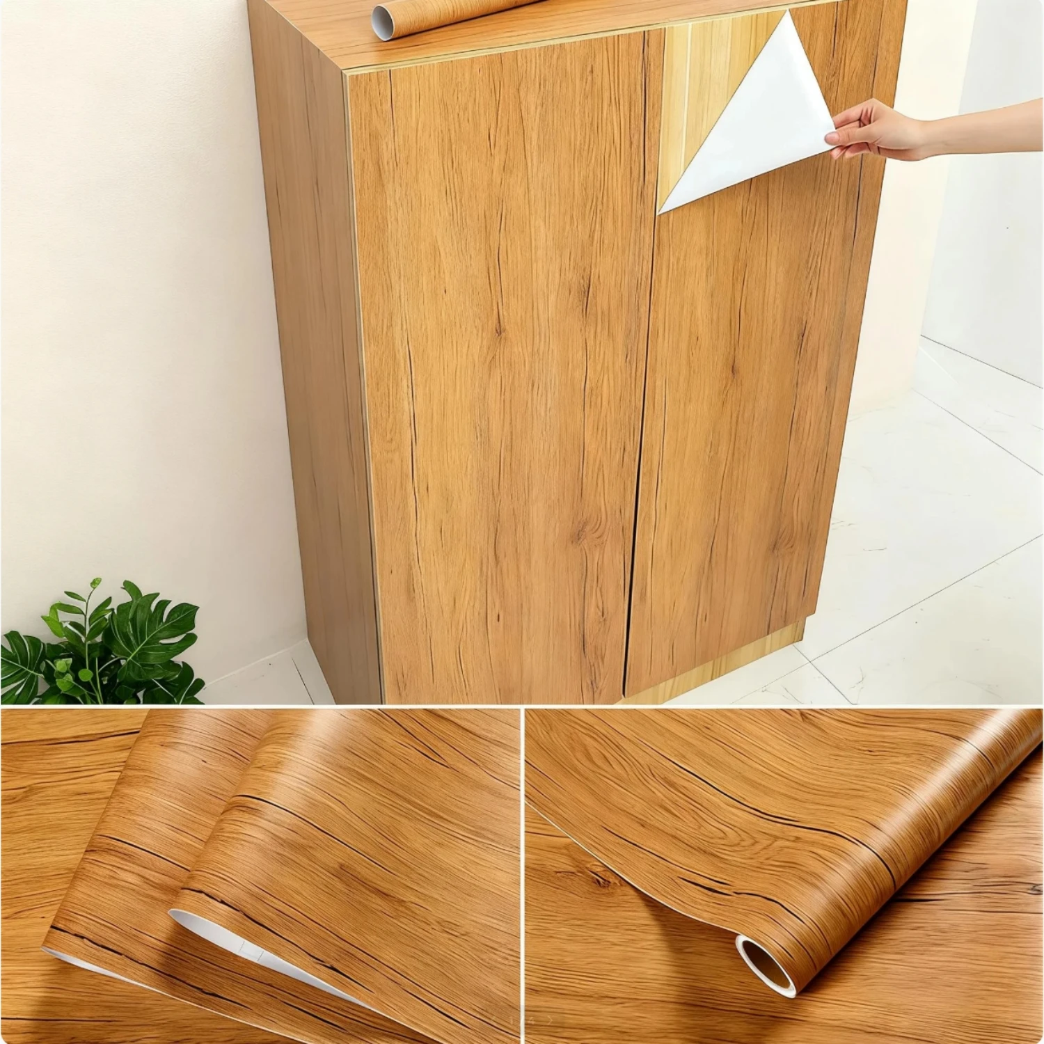 

Водонепроницаемая самоклеящаяся виниловая пленка под дерево шириной 55 см для декора дома, мебели, стен, кухонных шкафов и дверей