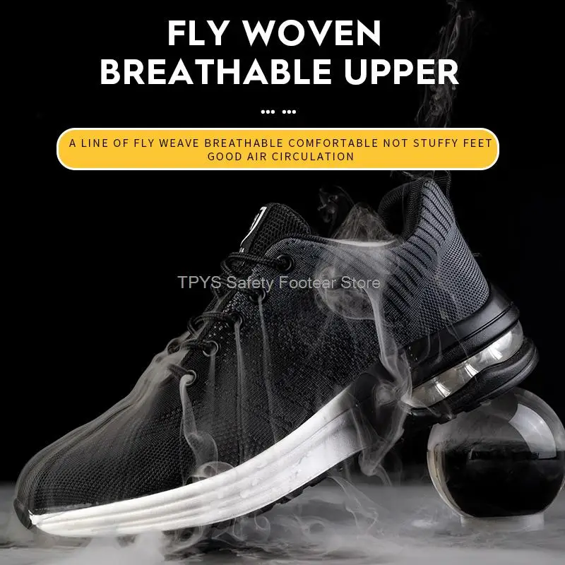 Air Cushion Work Shoes Men Steel Toe Safety Shoes Man Anti Smash Puncture Proof Safety Work Shoes Men Women Indestructible Shoes