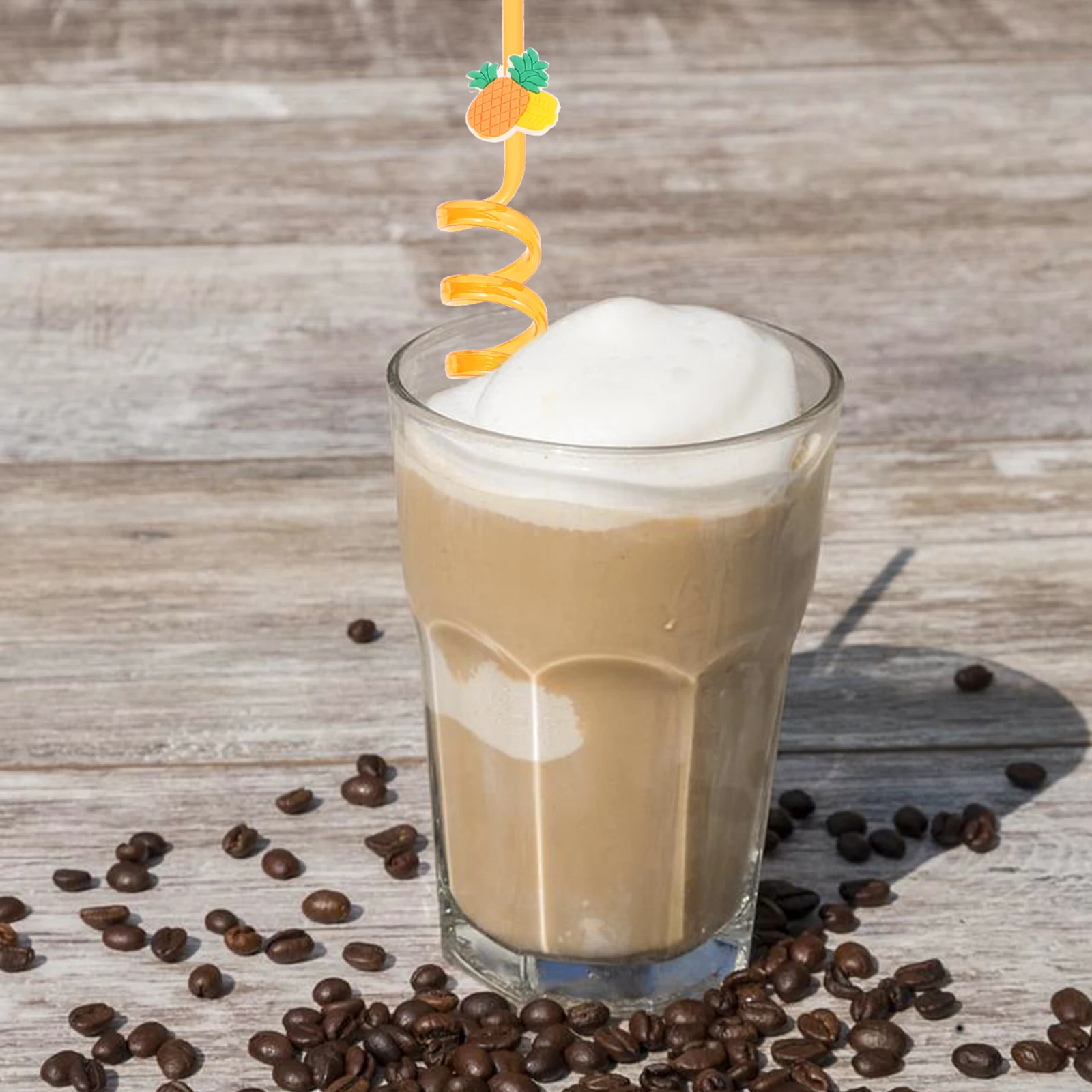 

12pcs Fruit Spiral Design Reusable Beverage Straws for Party Bar Home Use PET Cartoon Straws Kitchen Bar Accessories