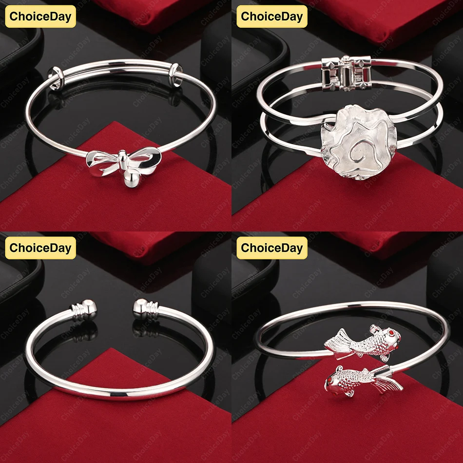 

ChoiceDay 925 Sterling Silver Delicate Rose Flower Fish Bracelet Women's Gift Accessory Jewelry Engagement