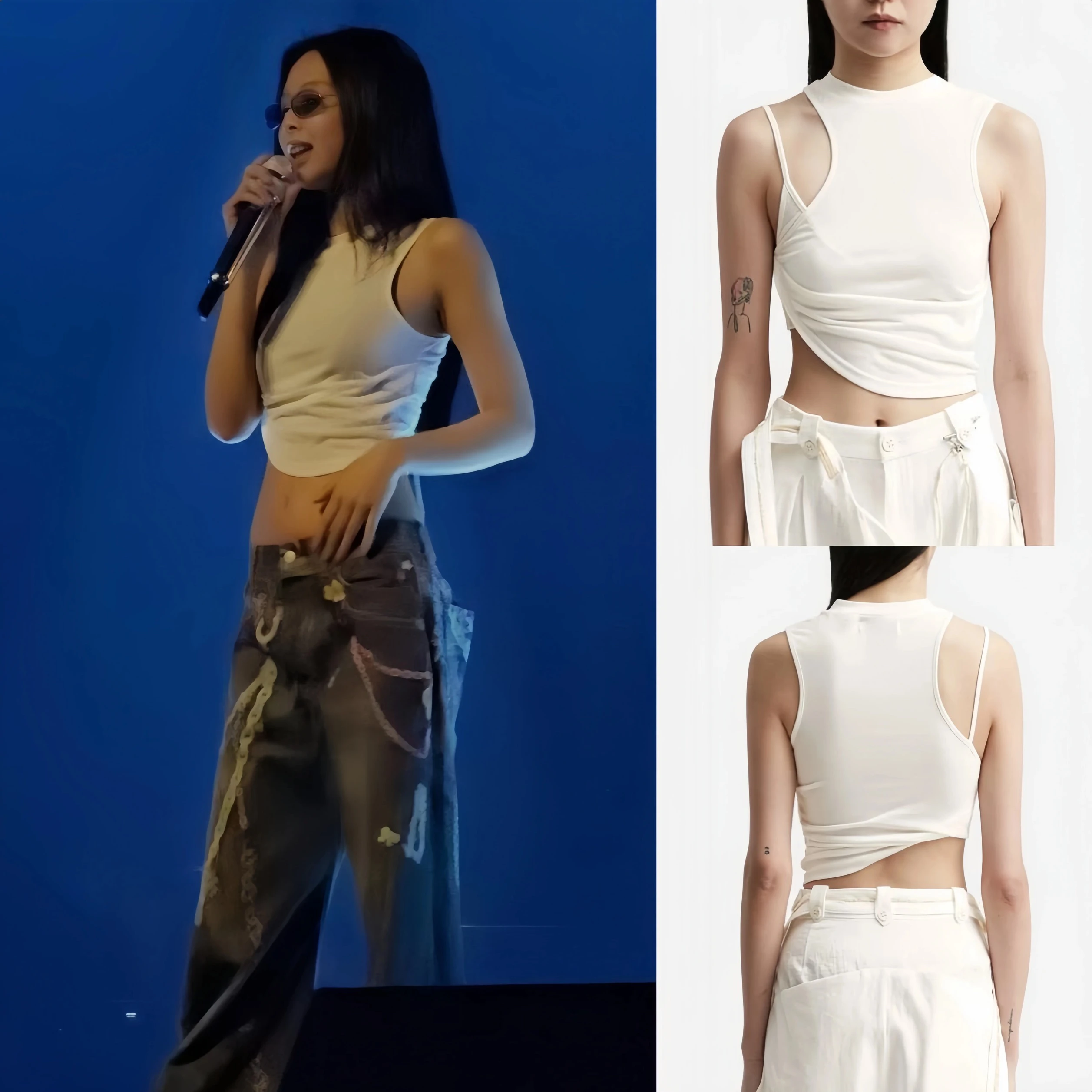 

Асимметричная майка Jennie Goldie Slim Fit на бретелях, рабочая одежда ort Sle, корейский повседневный мод, смесь полиэстера, лето, новое поступление