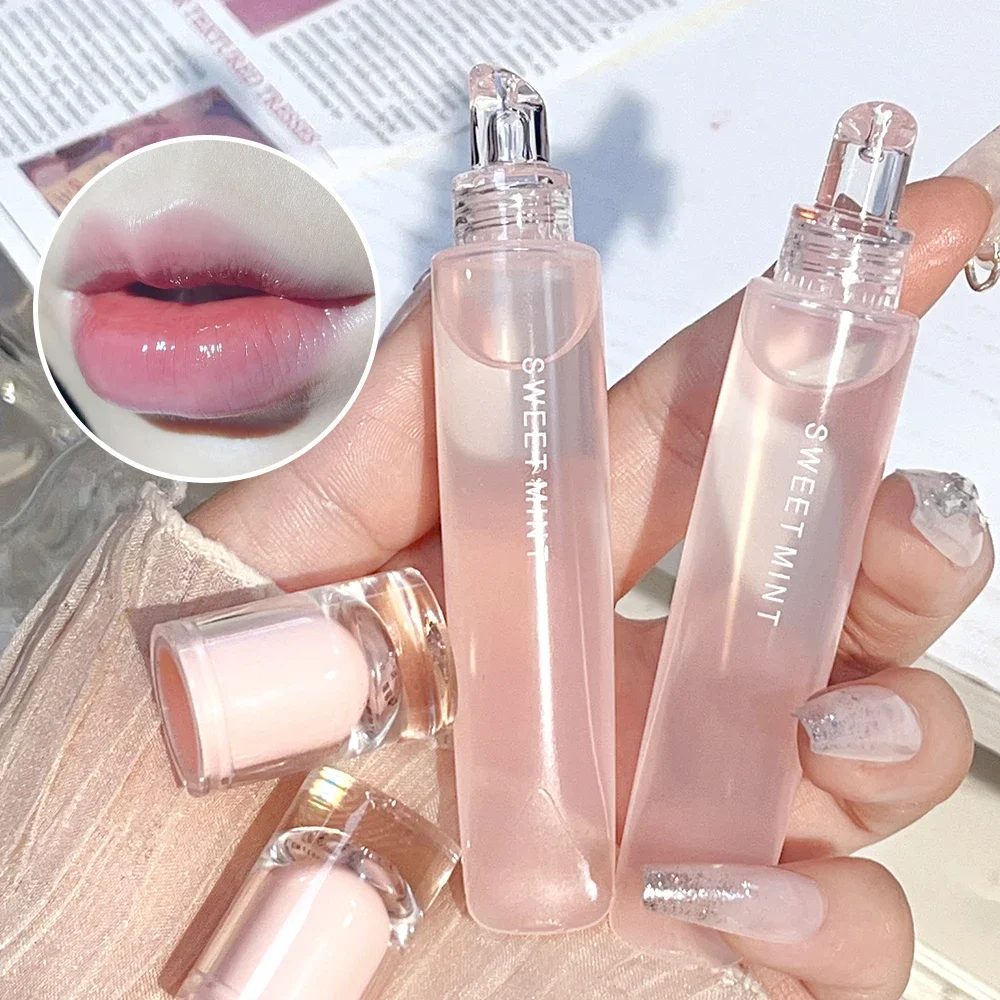 โปร่งใส Plumping Lip Balm กระจกน้ําแก้ว Liquid Lip GLOSS Moisturizing Hydrating Jelly Plump LIPS แต่งหน้าเครื่องสําอาง