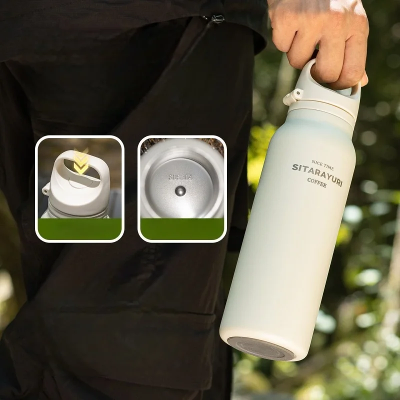 JUSTINLAU 600ml Insulated Cup 304 Stainless Steel One-touch Pop-up Lid Sports Thermos Mug Portable Outdoor Travel Water Bottles