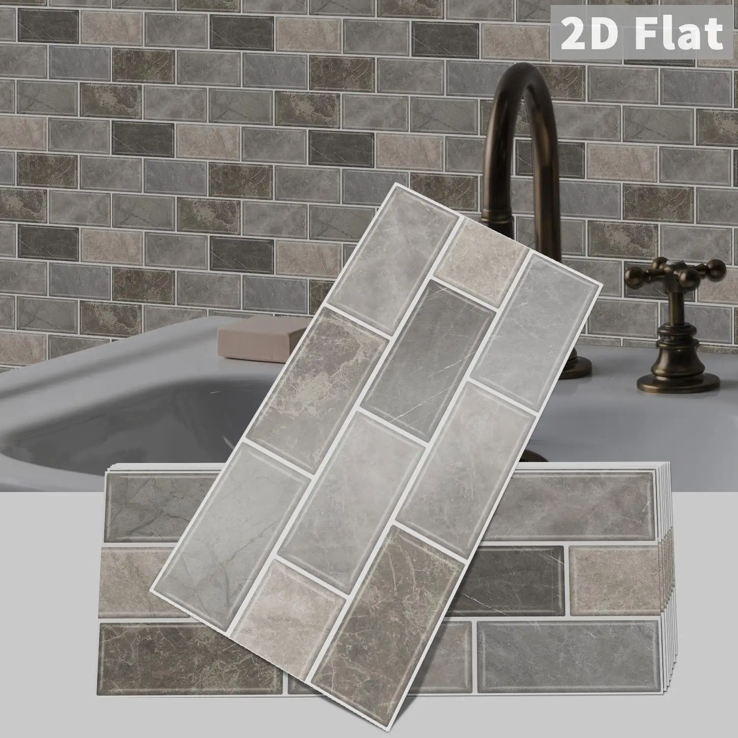 

Wall tile self-adhesive waterproof 2D flat sticker splash proof sticker, suitable for kitchen and bathroom interior decoration