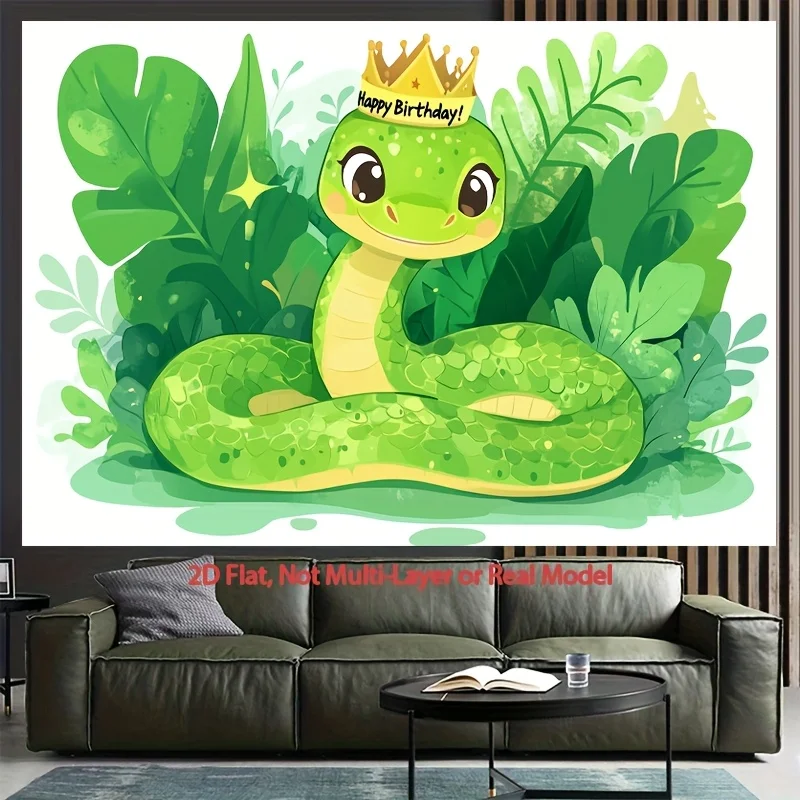 Crown Birthday Green Snake Digital printing polyester wall tapestry suitable for use in living rooms bedrooms offices bars party