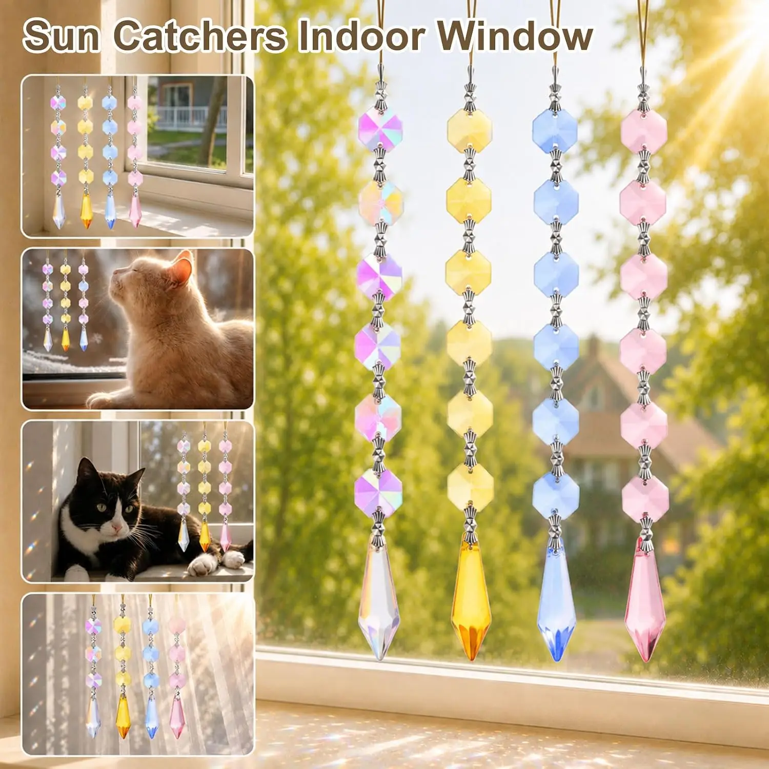 10PC Crystal Prisms Glass Tip Beads Set for Chandelier Lamp Curtain Window Wedding Hanging Pendants Replacement Decor