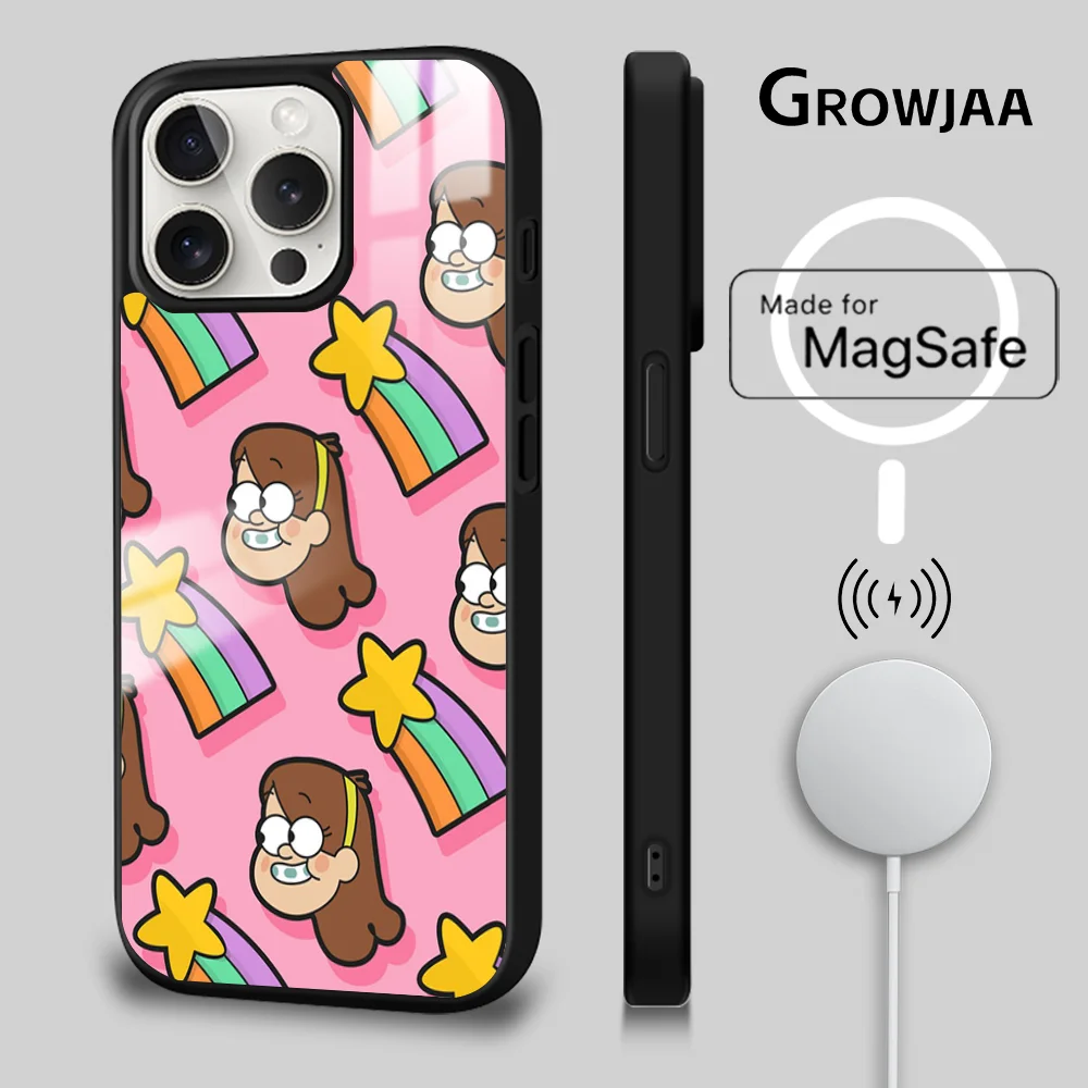 Gravity Falls Pig Phone Case For iPhone 15 14 13 12 11 Pro Max Plus Mini Mirror Wireless Magnetic Funda