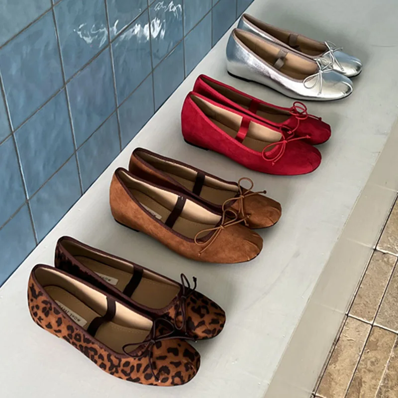 2024 New Summer Flats ballerine donna balletto femminile punta tonda Mary Jane Fashion Leopard Print ballerine Soft mocassini Mujer