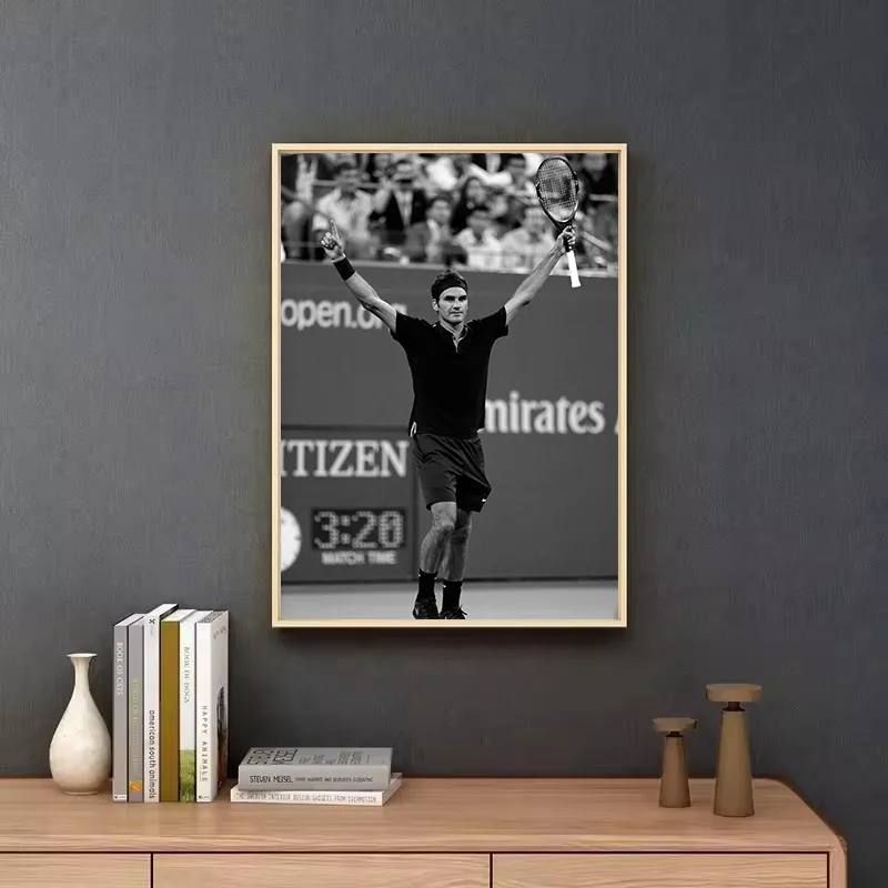 Black and White Roger F-Federer Vintage Photography Tennis Sport Poster Canvas Painting Wall Art Pictures Home Decor