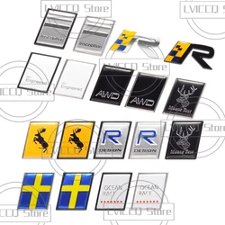 Car Emblem 3D Metal Moose Test R Design Ocean AWD Badge Logo Body Decals Sticker For Volvo V40 V60 V90 XC60 XC90 XC40 S60 S90