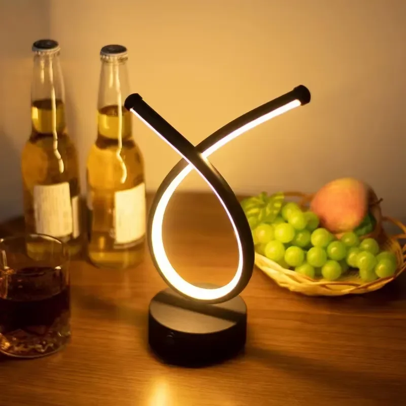Futuristic Spiral Farmhouse LED Desk Lamp Flexible Stepless Dimming Simple Study Office Night Light
