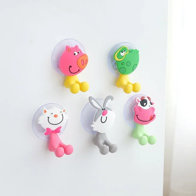 1PC Wall Mounted Suction Cup Toothbrush Holder Rack Suction Hooks Bathroom Lovely Cartoon Children Toothbrush Stand Organizer